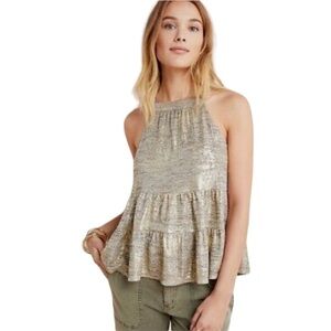 - NWT Anthro Gold & Black Melange Sunday in Brooklyn Becca Tank